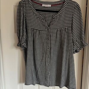 Jane and Delancey Black and White Gingham Blouse